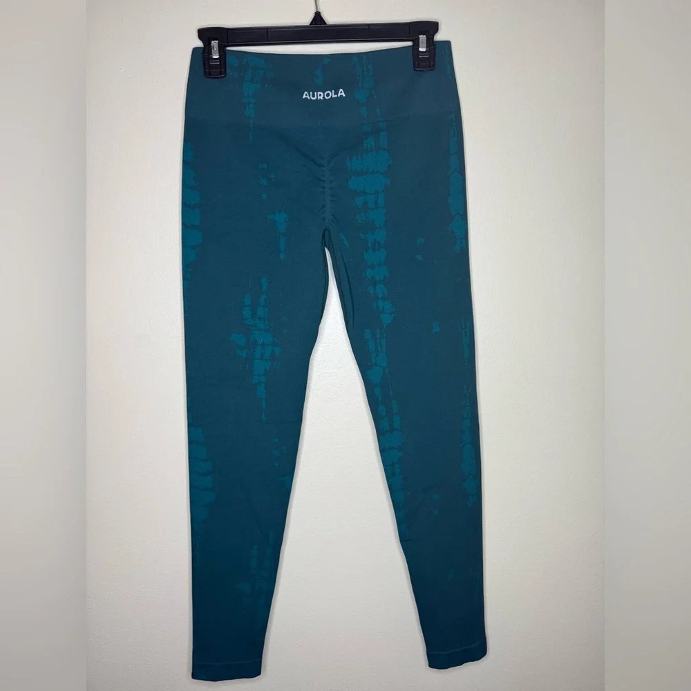 Aurola Seamless Workout Leggings Teal Pattern High Waist Gym Yoga